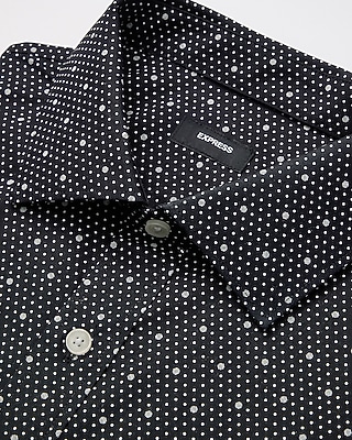 Modern Slim Mini Dot Spread Collar Stretch Cotton 1MX Dress Shirt