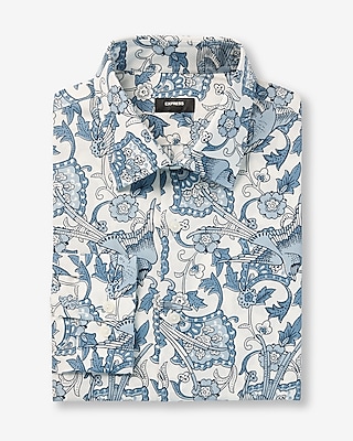 Extra Slim Paisley Bird Print Stretch 1MX Dress Shirt