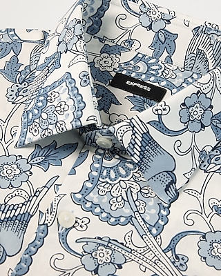 Extra Slim Paisley Bird Print Stretch 1MX Dress Shirt