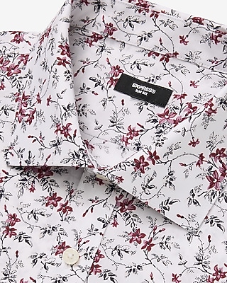Modern Slim Mini Floral Spread Collar Dress Shirt