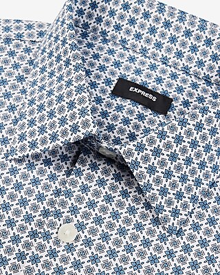 Extra Slim Decorative Geo Print Stretch 1MX Dress Shirt