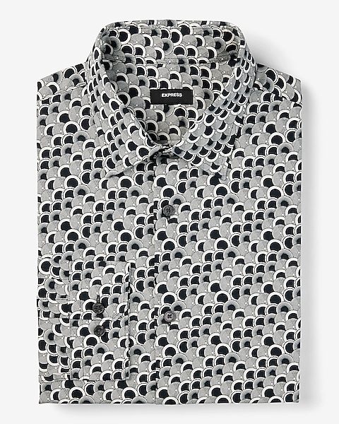 Extra Slim Layered Circle Print Stretch 1mx Dress Shirt