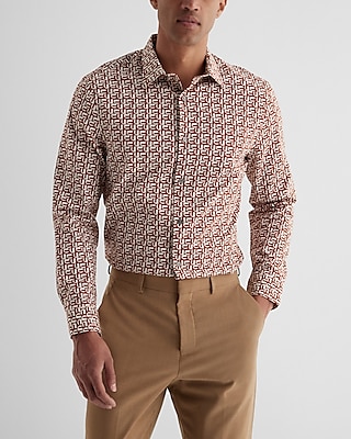 Slim Geo Print Stretch 1MX Dress Shirt