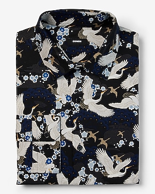 slim floral crane stretch 1mx dress shirt