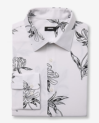 Slim Abstract Floral Modern Tech 1MX Dress Shirt