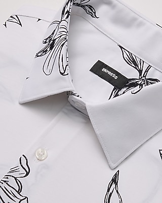 Slim Abstract Floral Modern Tech 1MX Dress Shirt