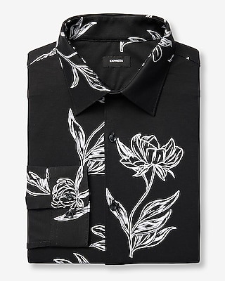 Slim Abstract Floral Modern Tech 1MX Dress Shirt