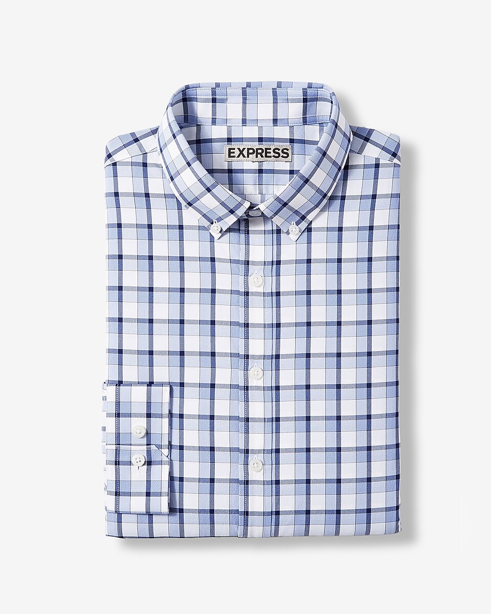 Fitted Plaid Performance Shirt | Express