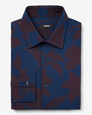 Classic Contrast Floral Stretch 1mx Dress Shirt | Express