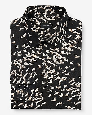 Slim Crane Print Stretch 1MX Dress Shirt