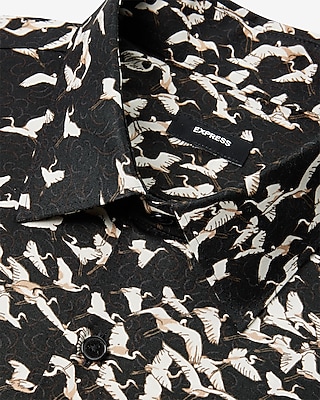 Slim Crane Print Stretch 1MX Dress Shirt