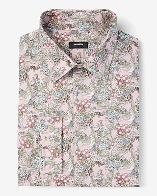 Extra Slim Floral Crane Print Stretch 1MX Dress Shirt