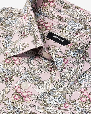 Extra Slim Floral Crane Print Stretch 1MX Dress Shirt