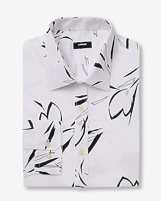 Slim Abstract Floral Wrinkle-Resistant Everyday Performance Dress Shirt