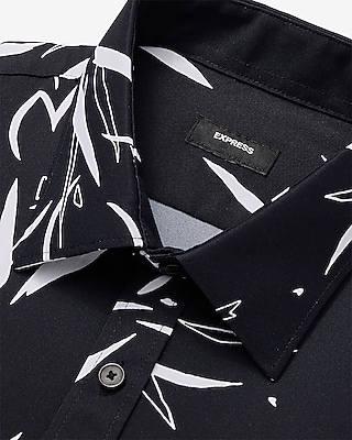 Slim Abstract Floral Wrinkle-Resistant Everyday Performance Dress Shirt