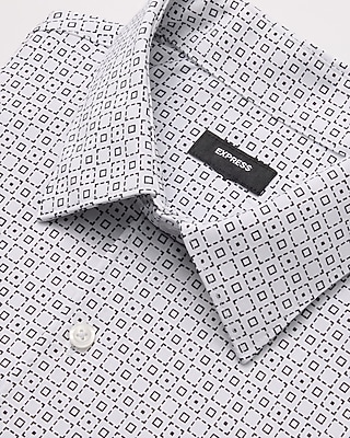 Slim Mini Geo Tile Print Stretch Modern Tech 1MX Dress Shirt
