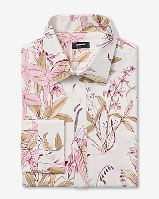 floral dress shirt Perry Ellis Outlet Men's Stretch Floral Print Shirt in Marina-RT/blue, Size 16.5, Cotton/Polyester, Slim Long Sleeves main image 0