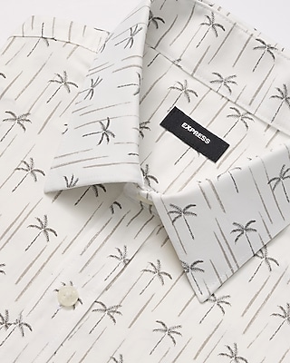 Slim Mini Palm Tree Wrinkle-Resistant Everyday Performance Dress Shirt