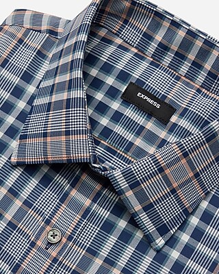 Slim Geo Plaid Wrinkle-Resistant Everyday Performance Dress Shirt