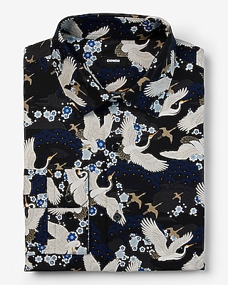 Extra Slim Floral Crane Stretch 1MX Dress Shirt