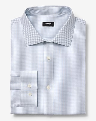 Modern Slim Check Plaid Spread Collar Stretch Cotton 1MX Dress Shirt