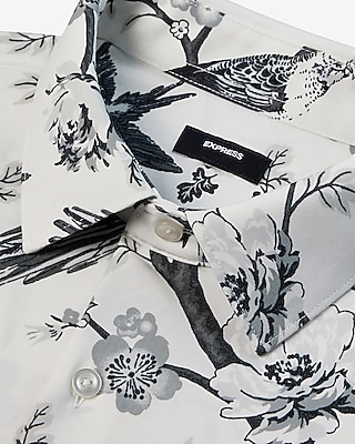 Extra Slim Floral Bird Stretch Modern Tech 1MX Dress Shirt