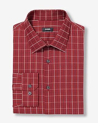 Slim Plaid Stretch Cotton 1MX Dress Shirt