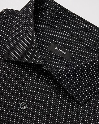 Slim Mini Dot Cotton Stretch Spread Collar 1MX Dress Shirt