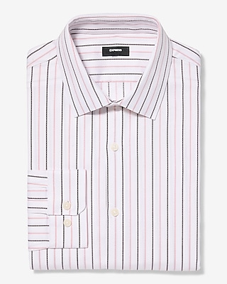 Slim Textured Striped Cotton Stretch 1MX Dress Shirt