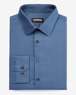 Express Extra Slim Solid Stretch Cotton 1MX Dress Shirt (Dark Blue /Navy)
