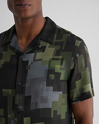 Pixel Camo Rayon Short Sleeve Shirt