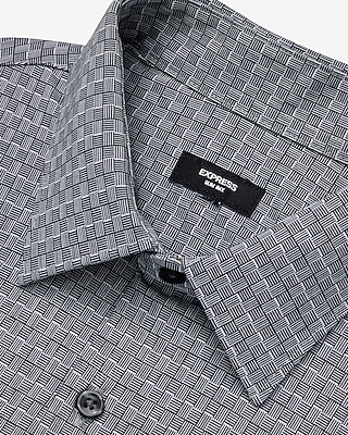 Slim Woven Geo Print Stretch Modern Tech 1MX Dress Shirt