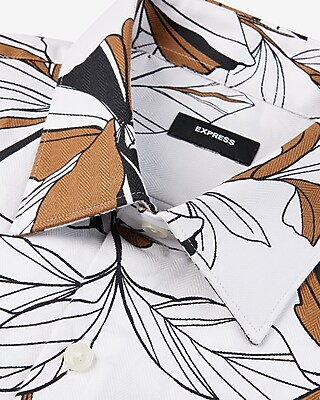 Slim Floral Herringbone Stretch 1MX Dress Shirt
