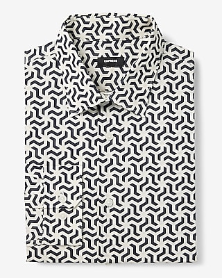 Slim Abstract Geo Stretch 1Mx Dress Shirt Men's