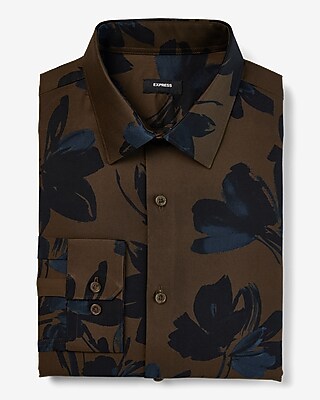Slim Painted Floral Stretch 1MX Dress Shirt