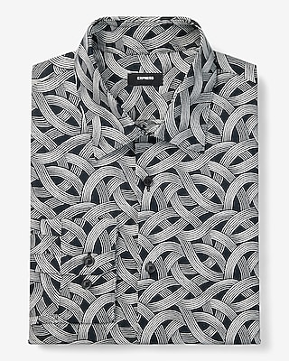 Slim Woven Abstract Print Stretch 1MX Dress Shirt