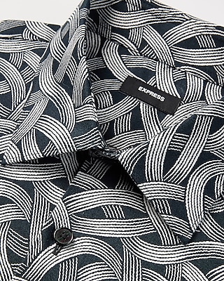 Slim Woven Abstract Print Stretch 1MX Dress Shirt