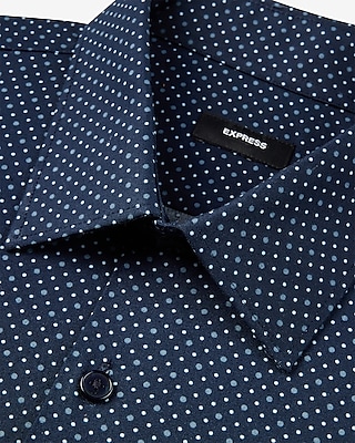 Slim Dot Stretch 1Mx Dress Shirt Black Men's XS