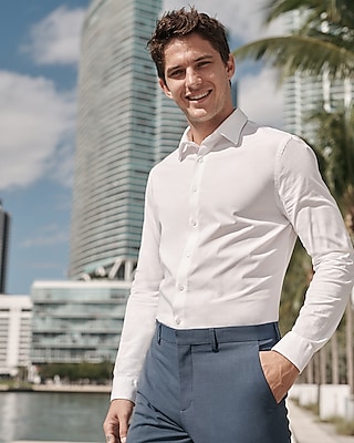 Slim Solid Stretch Pinpoint Oxford 1mx Dress Shirt Express
