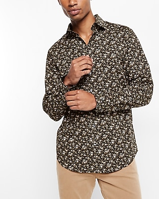 Slim Floral Print Stretch 1mx Dress Shirt | Express