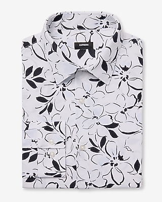 Slim Contrast Floral Outline Stretch Modern Tech 1MX Dress Shirt
