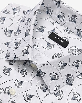 Slim Dot Stem Floral Stretch 1MX Dress Shirt