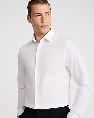 Slim Textured Diamond Print Cotton Stretch 1MX Dress Shirt