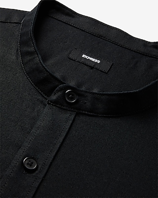 Slim Band Collar Linen-Blend Stretch 1MX Dress Shirt