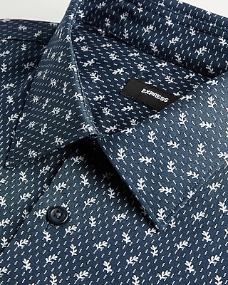 Extra Slim Leaf Print Stretch Cotton 1MX Dress Shirt