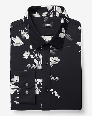 Slim Abstract Floral Wrinkle-Resistant Everyday Performance Dress Shirt