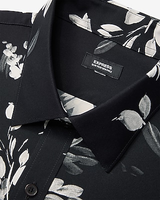 Slim Abstract Floral Wrinkle-Resistant Everyday Performance Dress Shirt