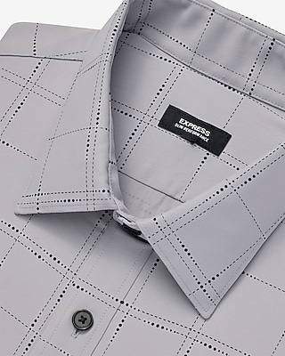 Slim Windowpane Plaid Wrinkle-Resistant Everyday Performance Dress Shirt