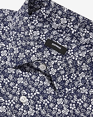 Slim Mini Floral Stretch Modern Tech 1MX Dress Shirt