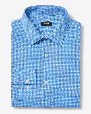 Slim Blue Geo Print Modern Tech 1MX Dress Shirt